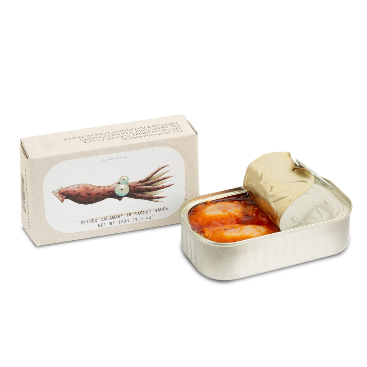 Jose Gourmet spiced calamari ragout can highlighting convenient pantry seafood option.