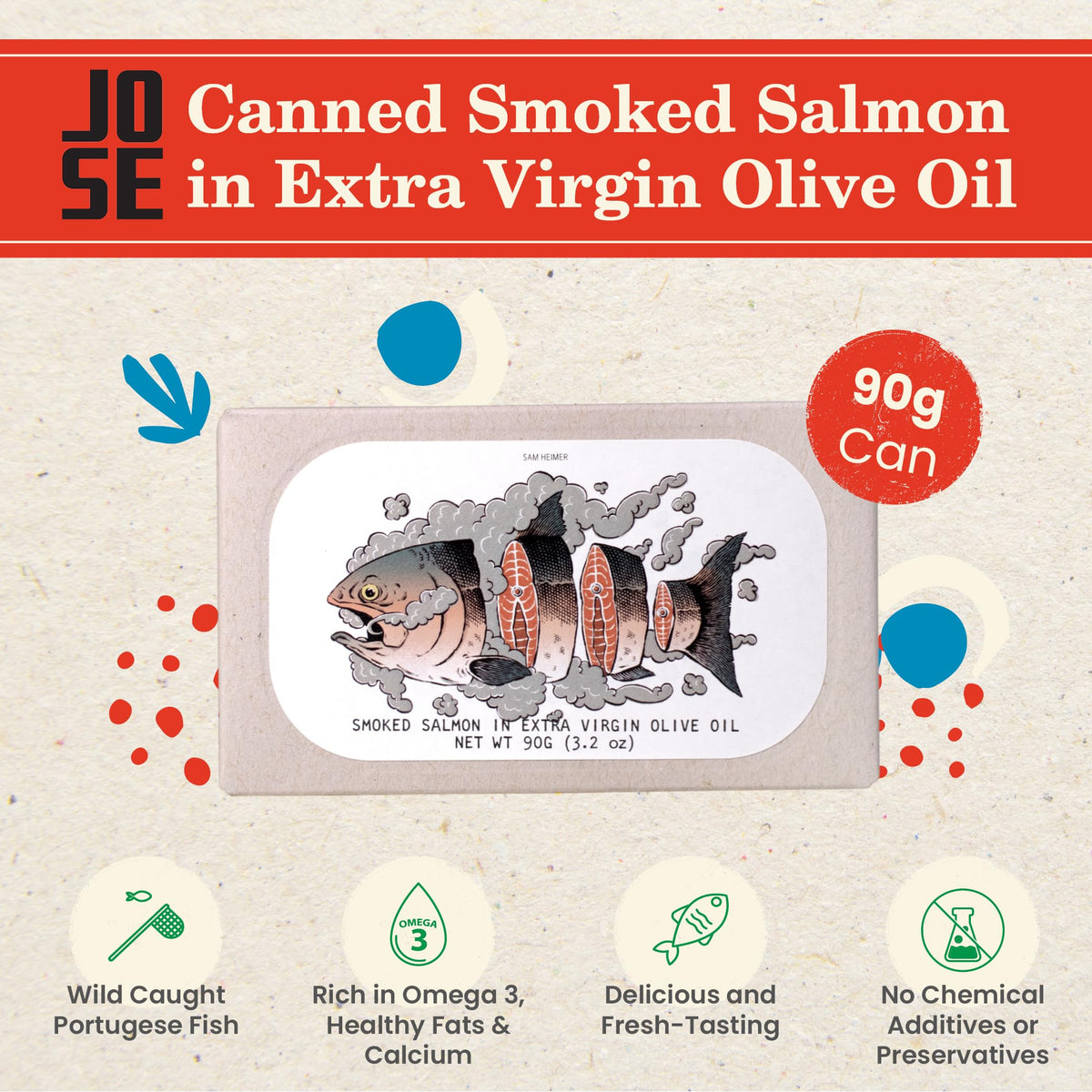 Jose Gourmet wild caught Portuguese salmon, cold-smoked, perfect for salads.