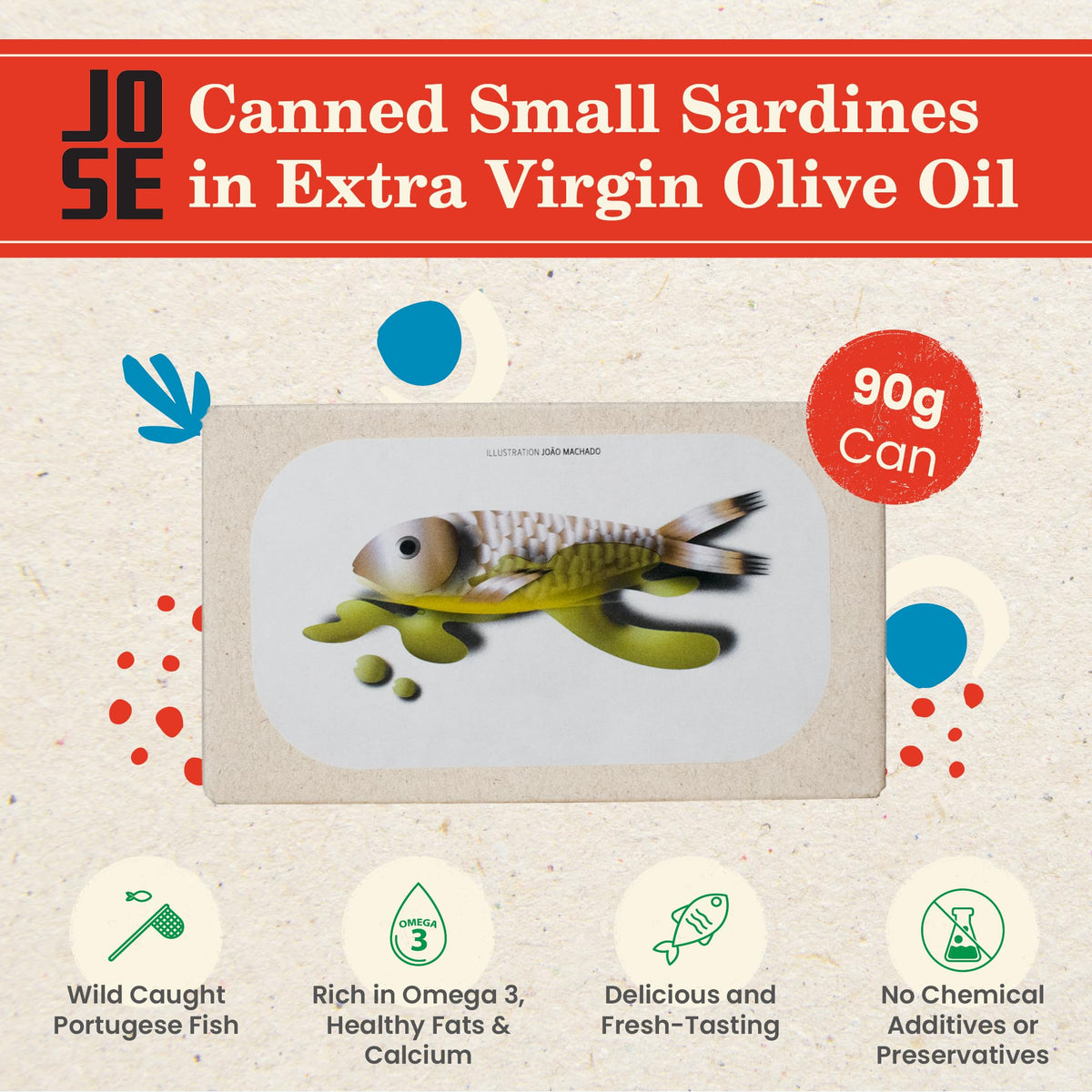 Jose Gourmet wild-caught sardines in pack highlighting freshness.