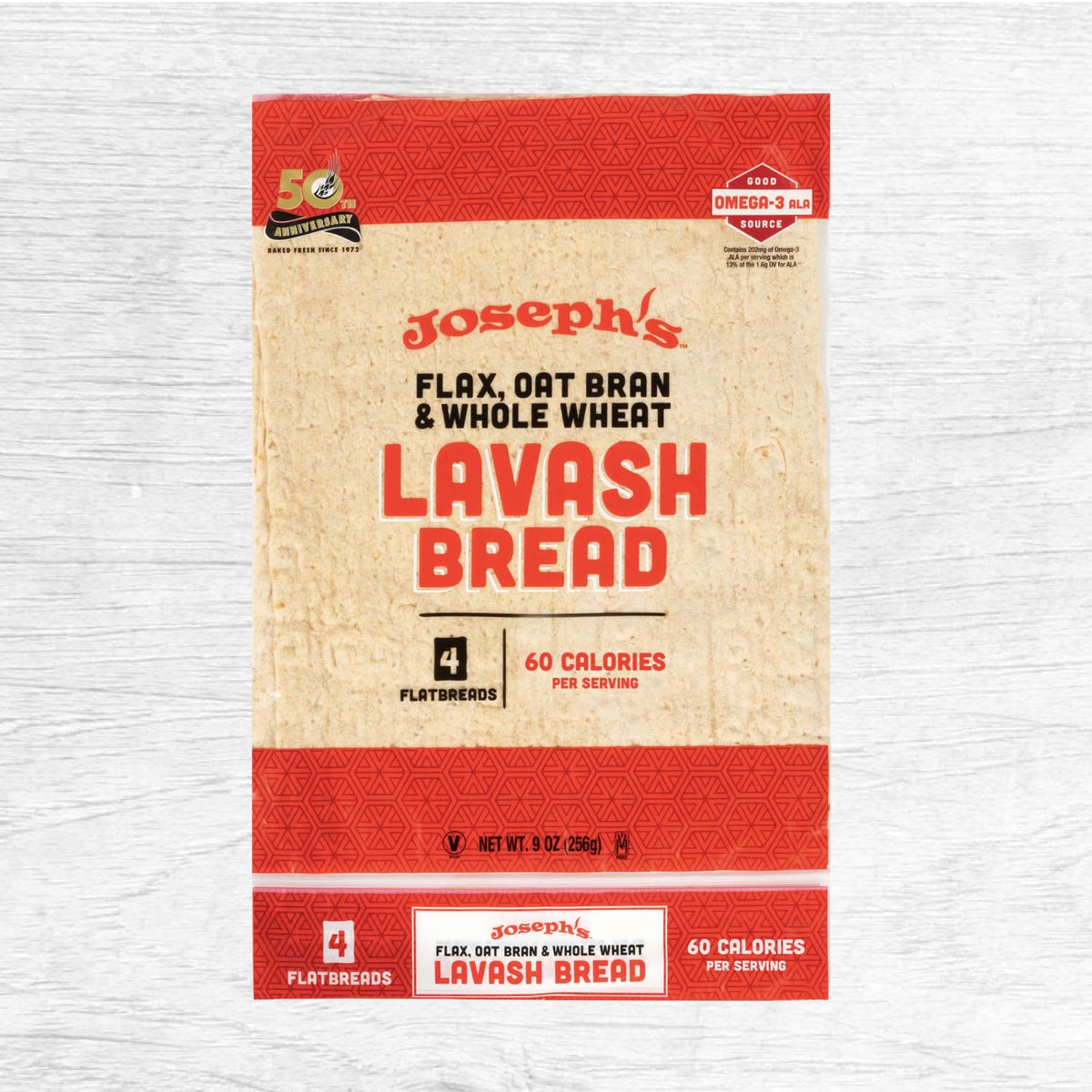 Joseph's Bakery Lavash highlighting flax omega-3 ALA content