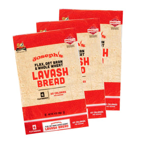 Joseph's Bakery Lavash three-pack packaging for easy meal prep