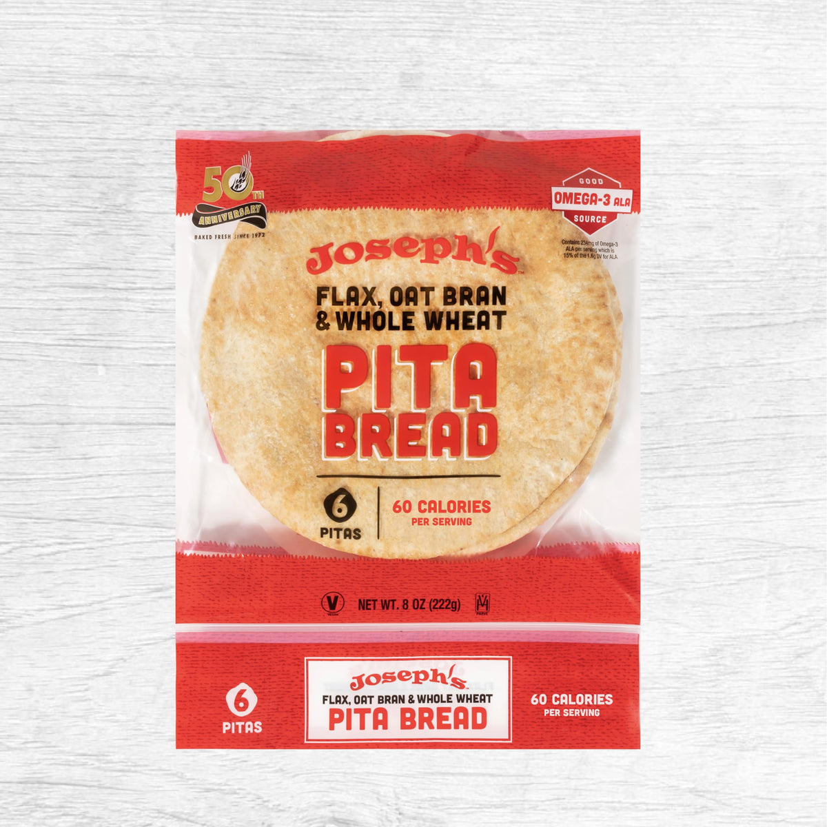 Joseph's Flax Pita six pitas per pack, perfect for quick meals