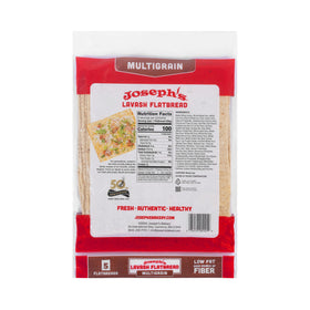 Joseph's Lavash Bread nutrition panel shows protein and fiber at a glance.