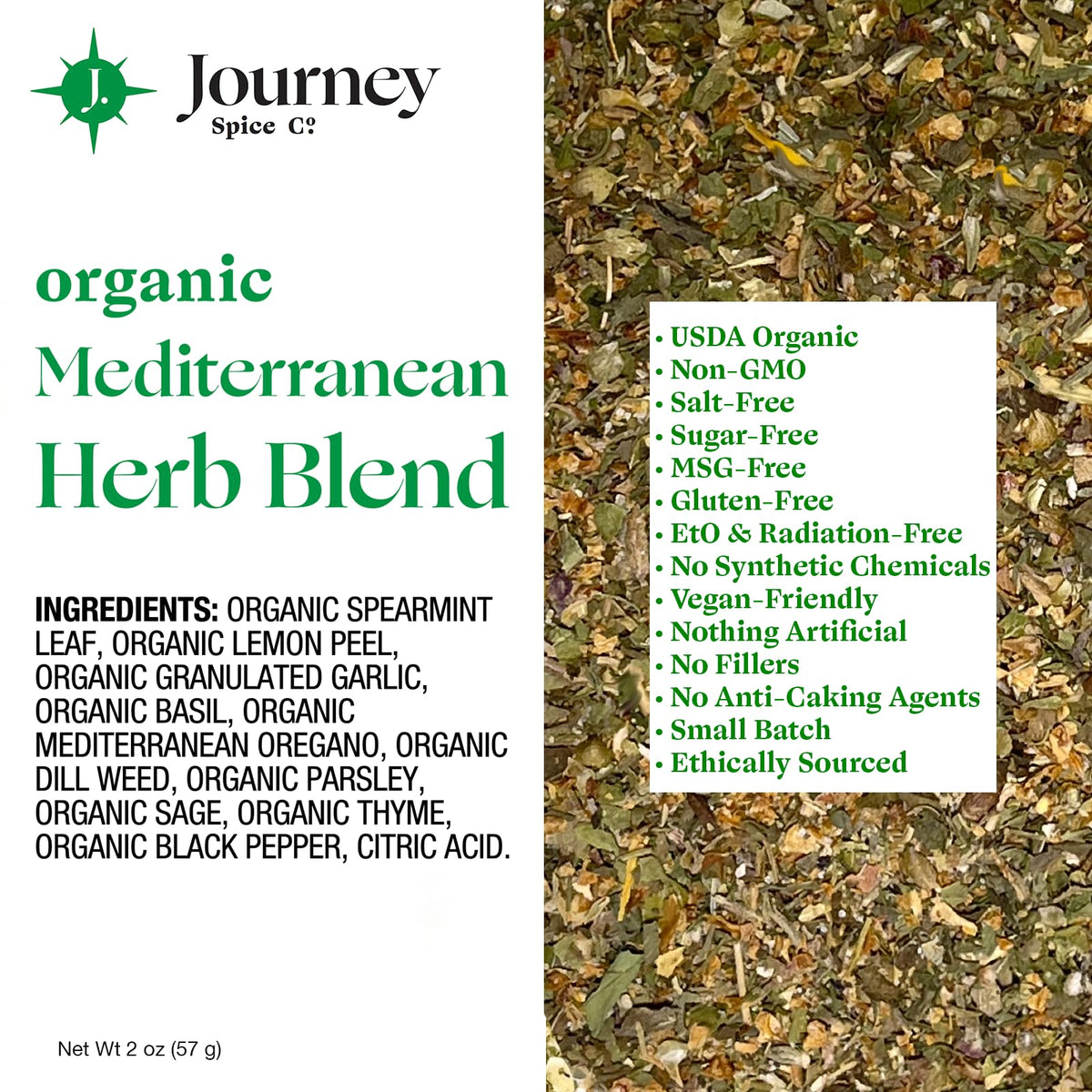 Journey Spice Co. Used on roasted potatoes for bright Mediterranean flavor