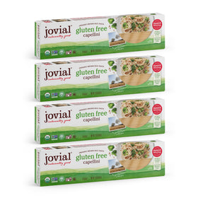 Jovial brown rice capellini pack shows organic certification and gluten-free promise.