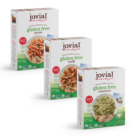 Jovial Brown Rice Pasta Rigate holding sauces with gluten-free bite.