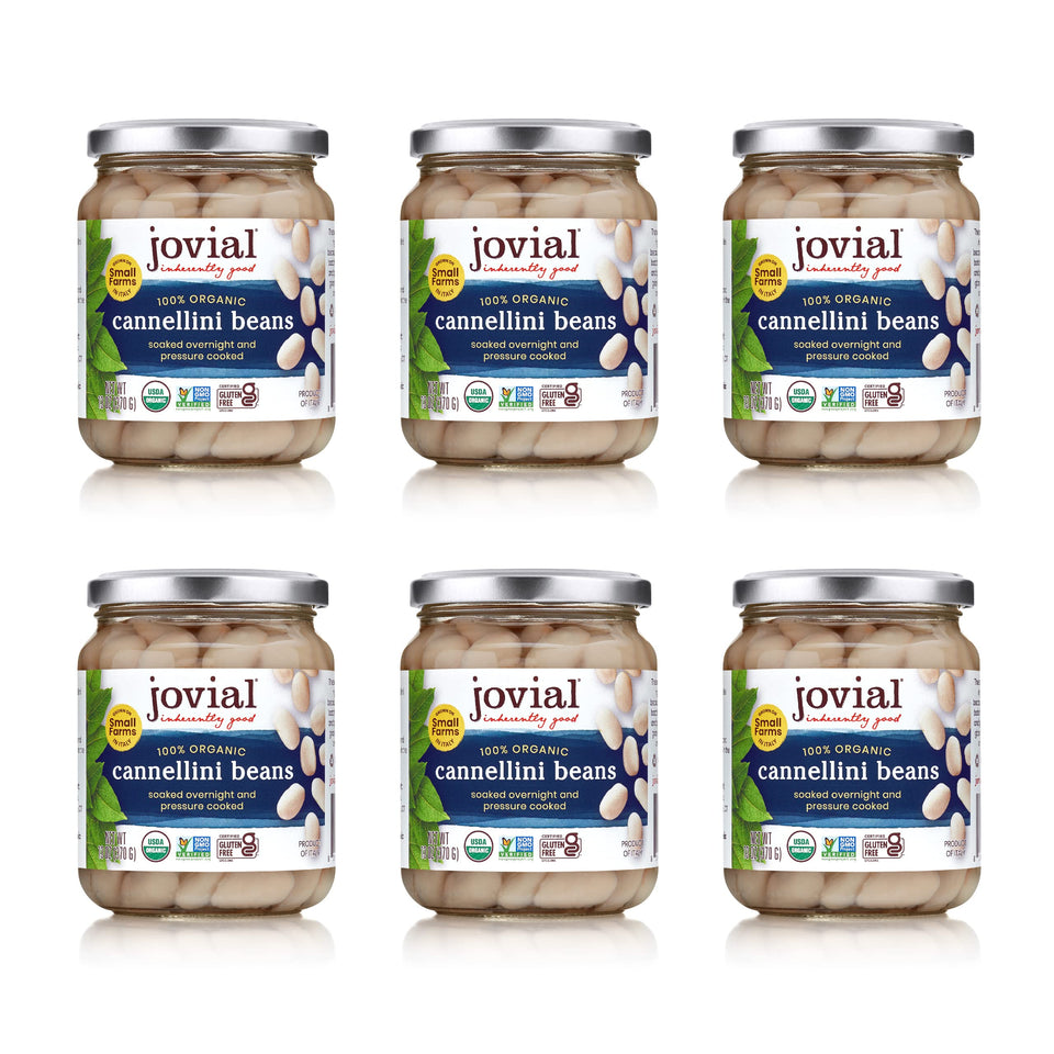 Jovial Cannellini beans in a glass jar for quick, protein-rich meals.