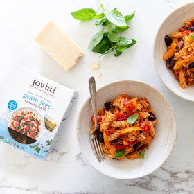Jovial Cassava Fusilli ingredients image highlights organic cassava flour base.
