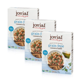 Jovial Cassava Fusilli pack shot shows gluten-free pasta option.