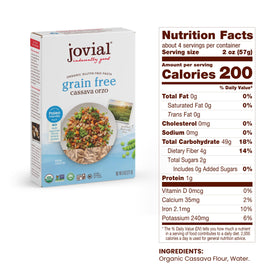 Cooked Jovial Cassava Orzo ready for weeknight meals with sauce.