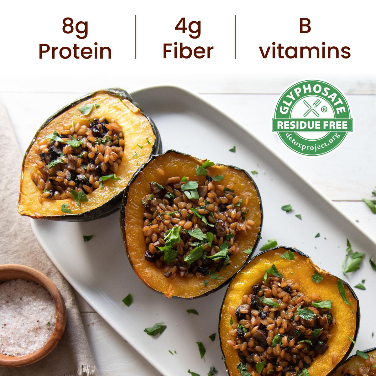 Jovial Einkorn berries dry grains with nutty color ideal for pilafs.