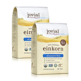 Jovial Einkorn flour bag close-up showing nutty baking quality