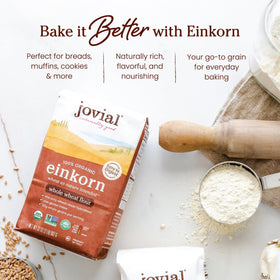 Jovial Einkorn sourdough loaf rising with high-protein flour.