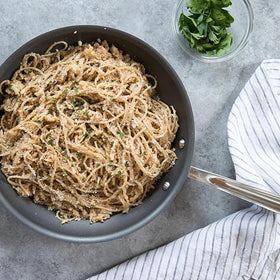 Jovial Einkorn Spaghetti dried pasta close-up highlighting 7 g protein per serving