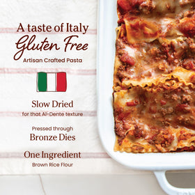 Close-up of Jovial lasagna noodles strands showing bronze-die texture and quality.