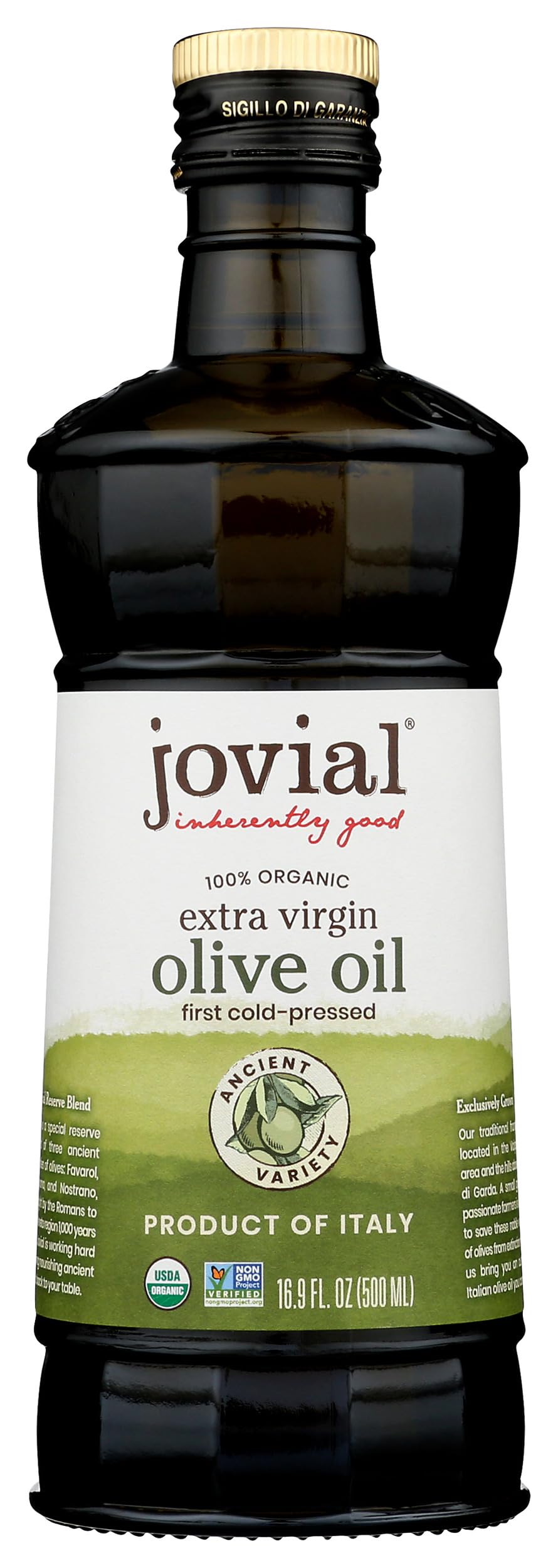 Jovial Organic EVOO bottle on kitchen counter ready for meals