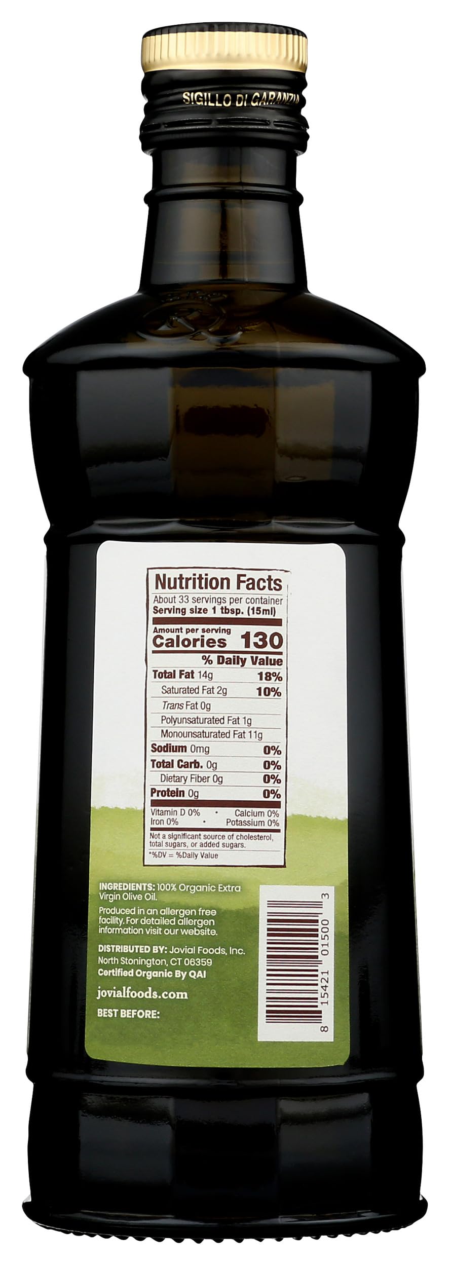 Jovial Organic EVOO being poured over a fresh salad
