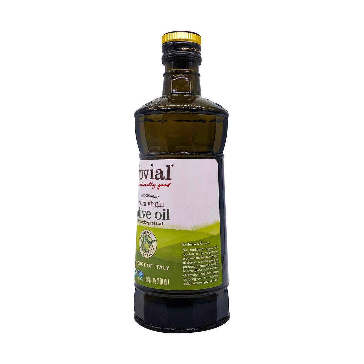 Jovial Organic EVOO label close-up showing organic quality