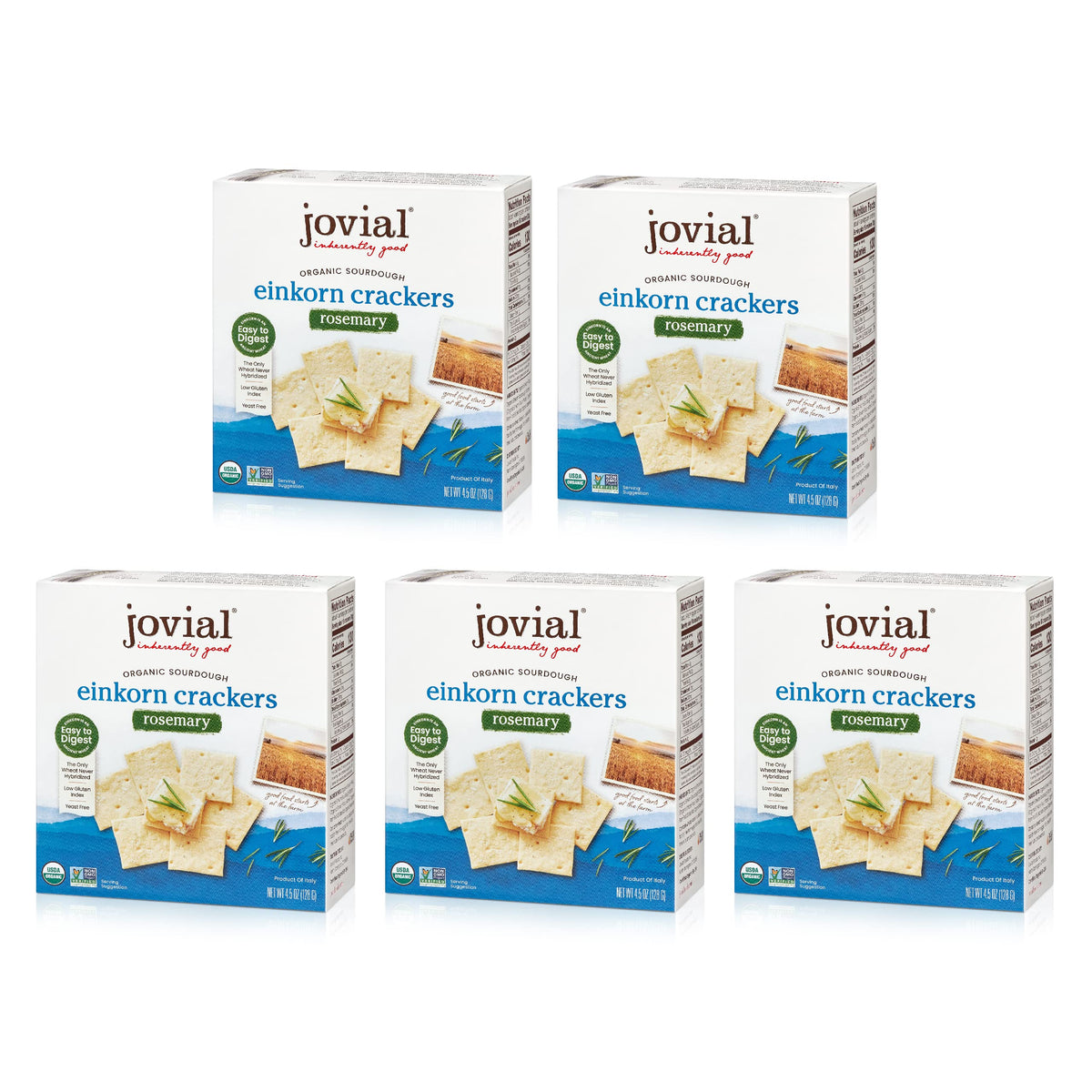 Jovial Sourdough Einkorn Rosemary Crackers close-up, light and crispy, ideal for cheese boards.