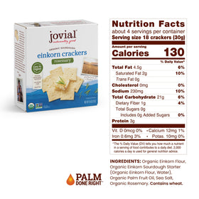 Jovial Sourdough Einkorn Rosemary Crackers on cheese board, pairs with artisanal cheeses.