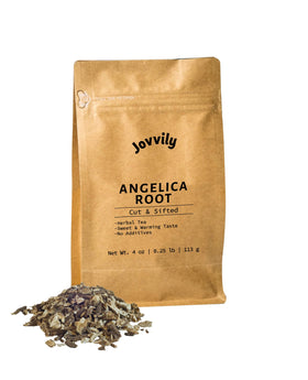 Jovvily Angelica Root cut and sifted 4 oz, ready to brew aromatic tea at home