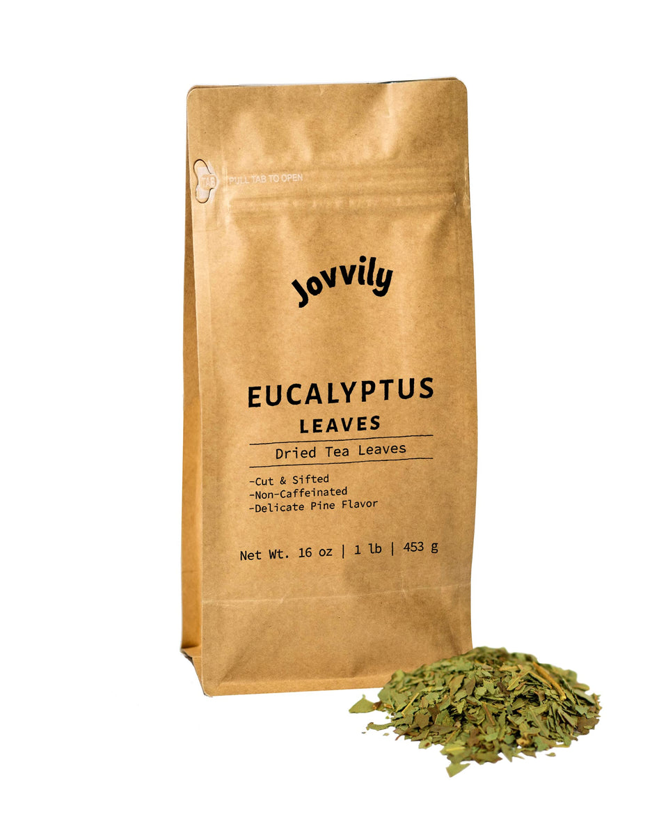 Jovvily eucalyptus leaves—dried cut and sifted, ideal for fragrant herbal tea blends.