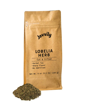 Jovvily Lobelia herb cut and sifted tea leaves ready for quick brewing.