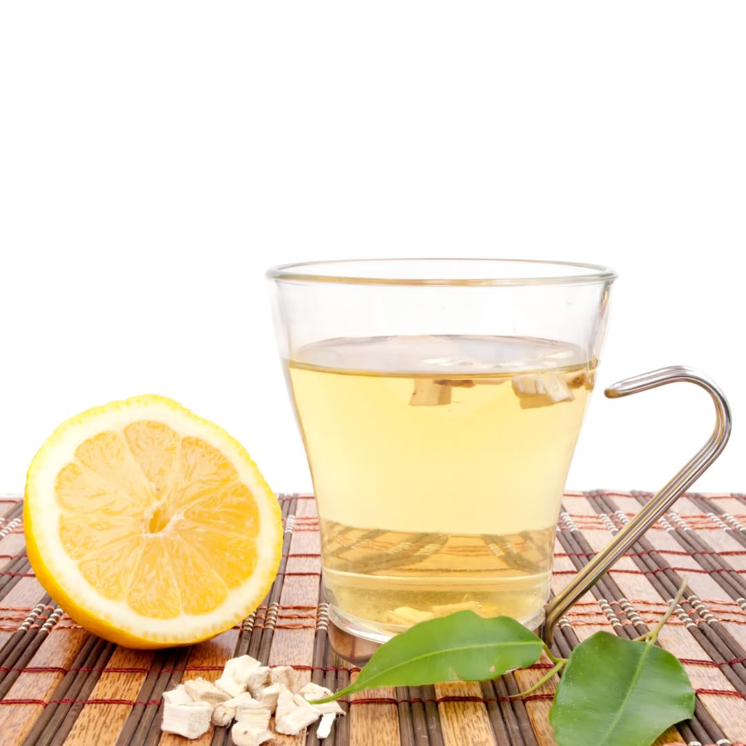 Jovvily Marshmallow Root tea served with honey for a subtle sweetness.