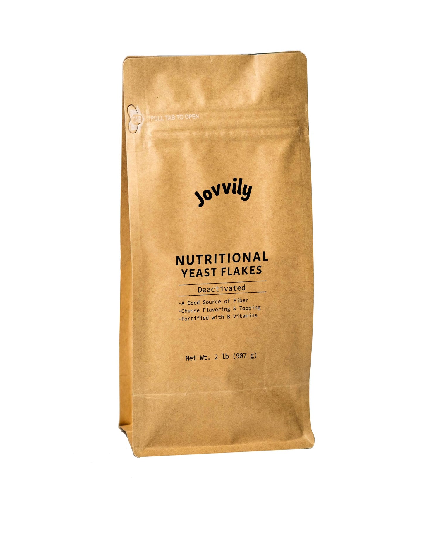 Jovvily Nutritional Yeast Flakes in a 32-ounce jar add savory, cheese-like flavor.