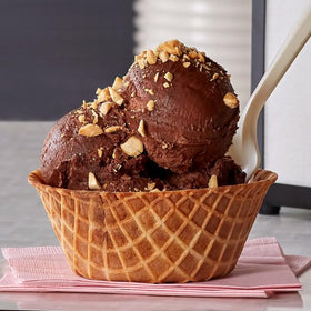 Detail of Joy Waffle Bowl's crisp, edible bite