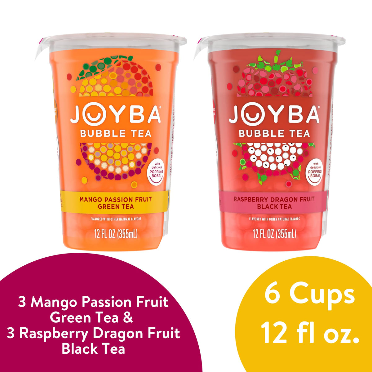 Joyba Mango Passionfruit Green Tea cup with vibrant flavor profile.