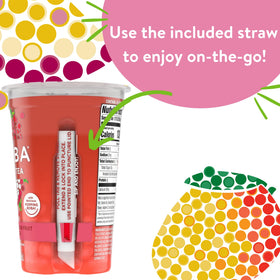 Joyba Raspberry Dragonfruit Black Tea cup highlighting popping boba texture.
