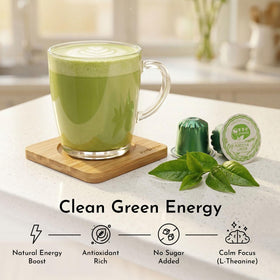 JOYBARBA pod close-up showcases premium ceremonial matcha powder