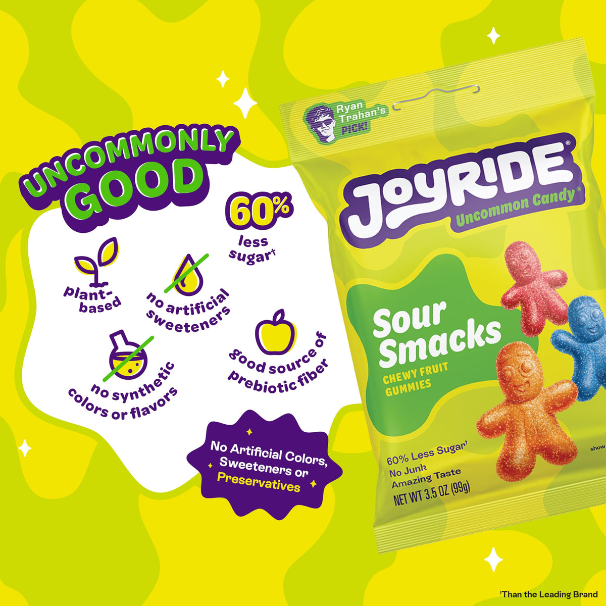 Joyride Sour Worms dual-flavored two-toned texture on display