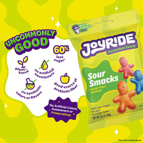 Joyride Sour Worms dual-flavored two-toned texture on display