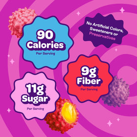 Joyride Berry Gummy Busters texture close-up emphasizes crunchy-chewy tang.