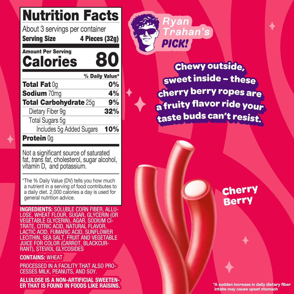 JOYRIDE Cherry Berry Ropes bundle side view, portable snacking option.
