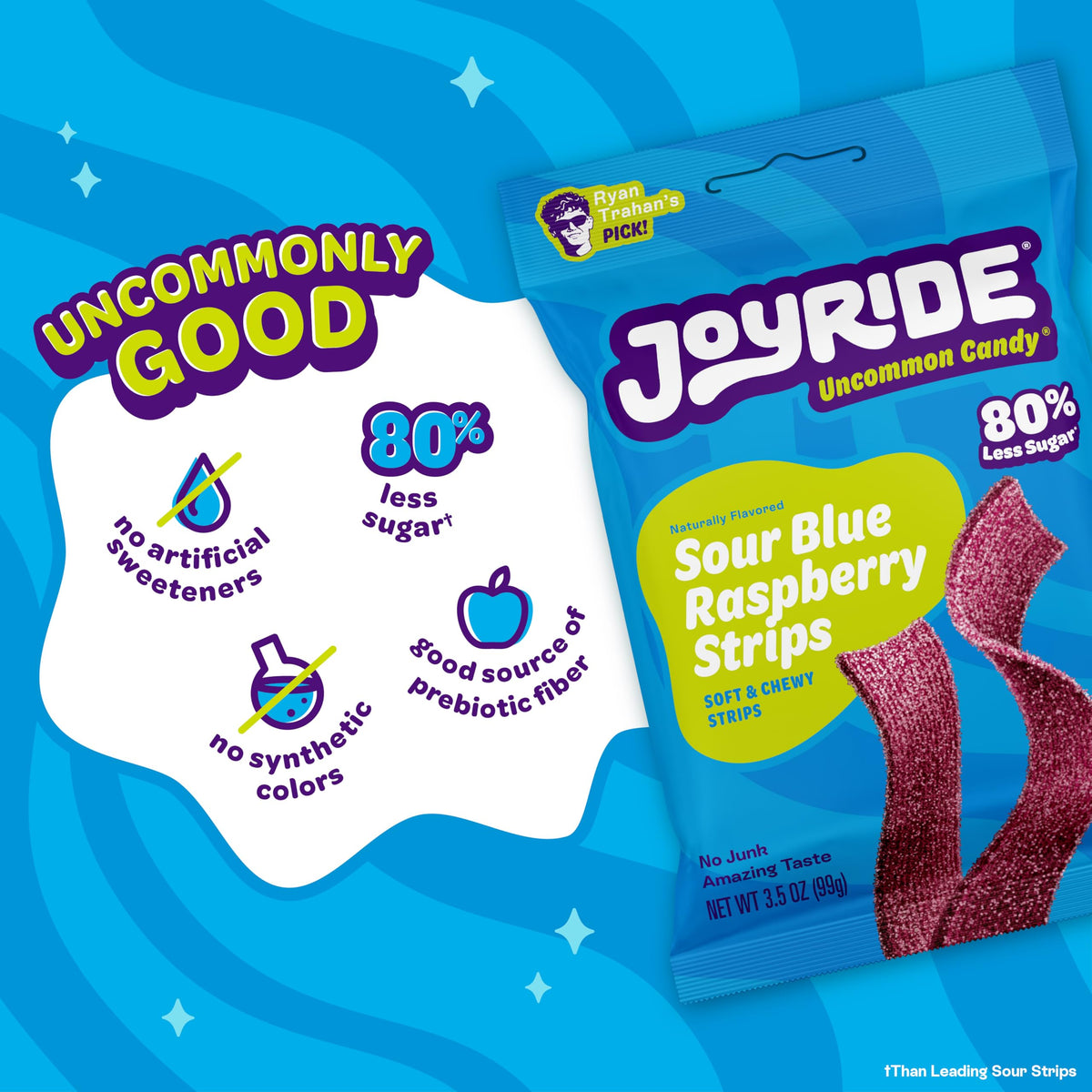 JOYRIDE dye-free ingredients label showing clean candy options