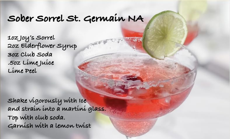 Joy's Island Spice Sorrel Elixir spritz-ready with tonic water for quick tropical refreshment.