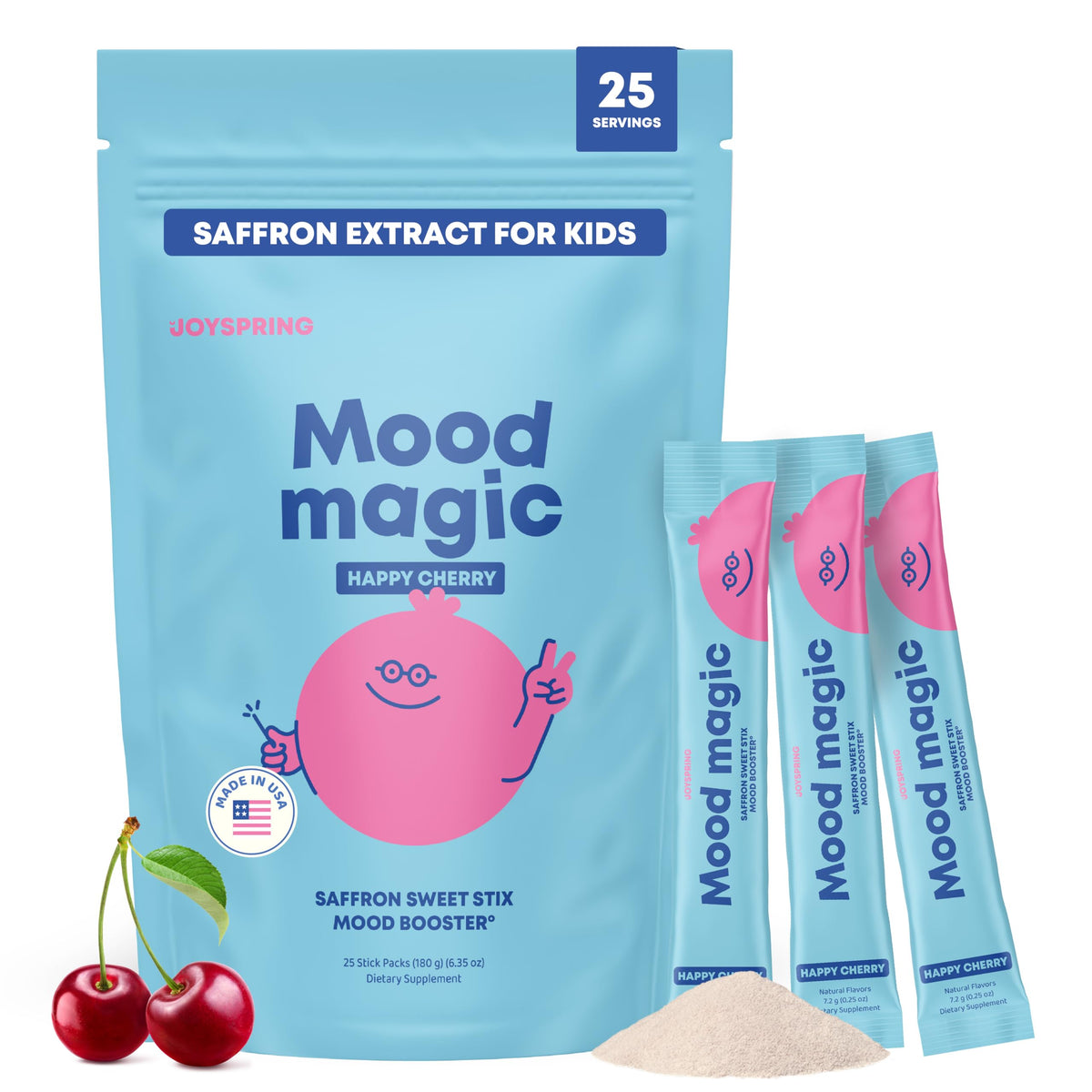 JoySpring Mood Magic pixie stick cherry lime for calm focus during homework