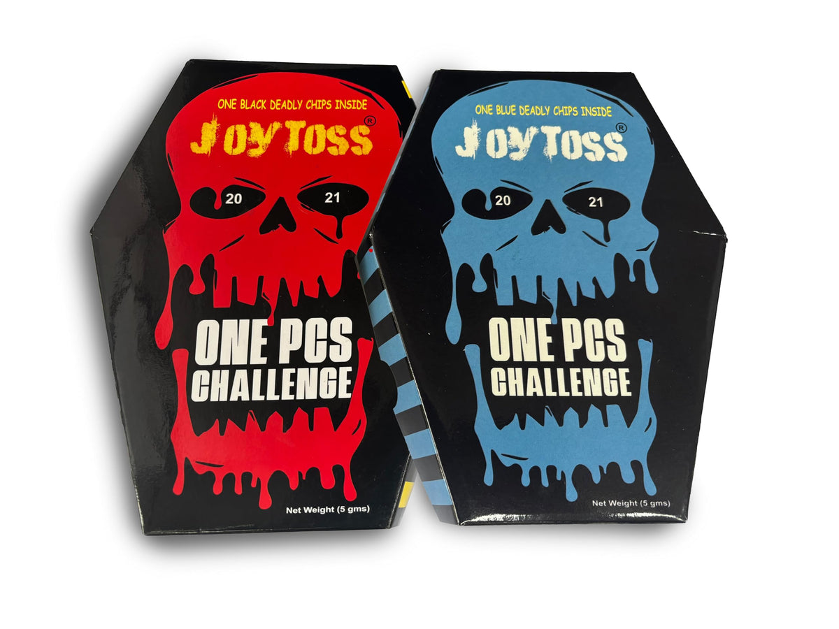 Joytoss coffin-box blue variant packaging captures bold design.