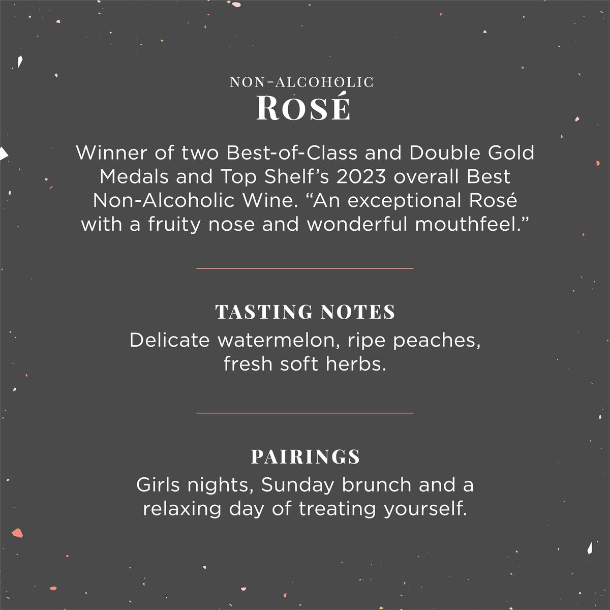 Joyus award medals showcase the wine's acclaimed non-alcoholic quality.