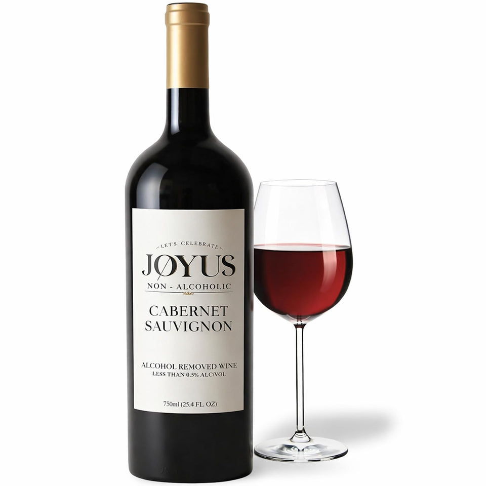 JØYUS non-alcoholic Cabernet Sauvignon bottle showcases premium flavor with no alcohol