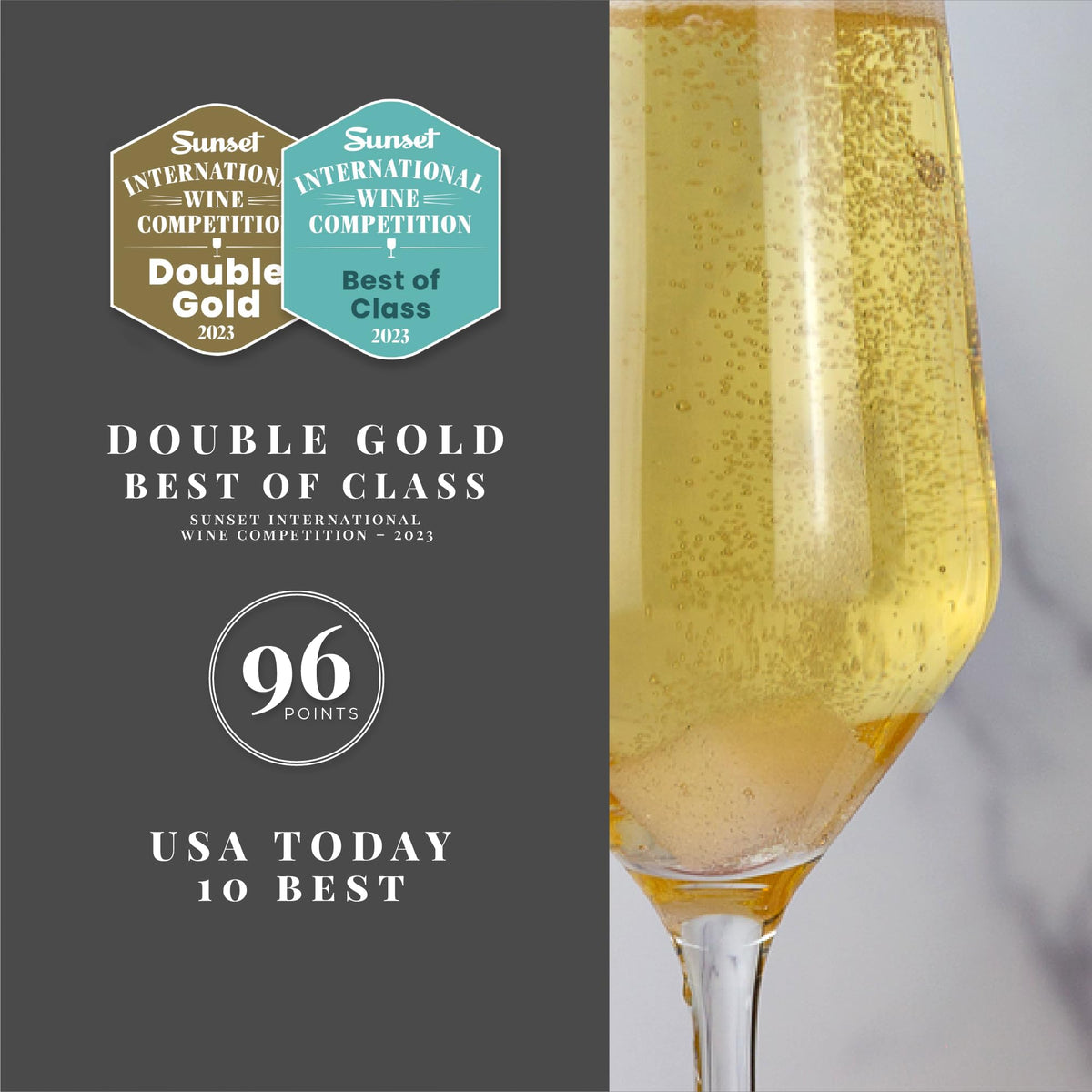 Joyus sparkling wine being poured into a flute, ready for a mindful celebration.
