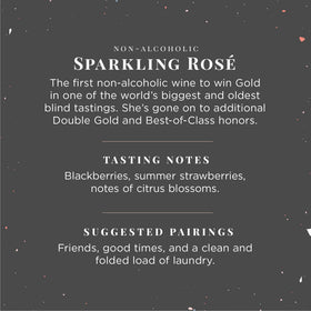 Joyus Rosé pour showcases fine bubbles and pale pink hue.