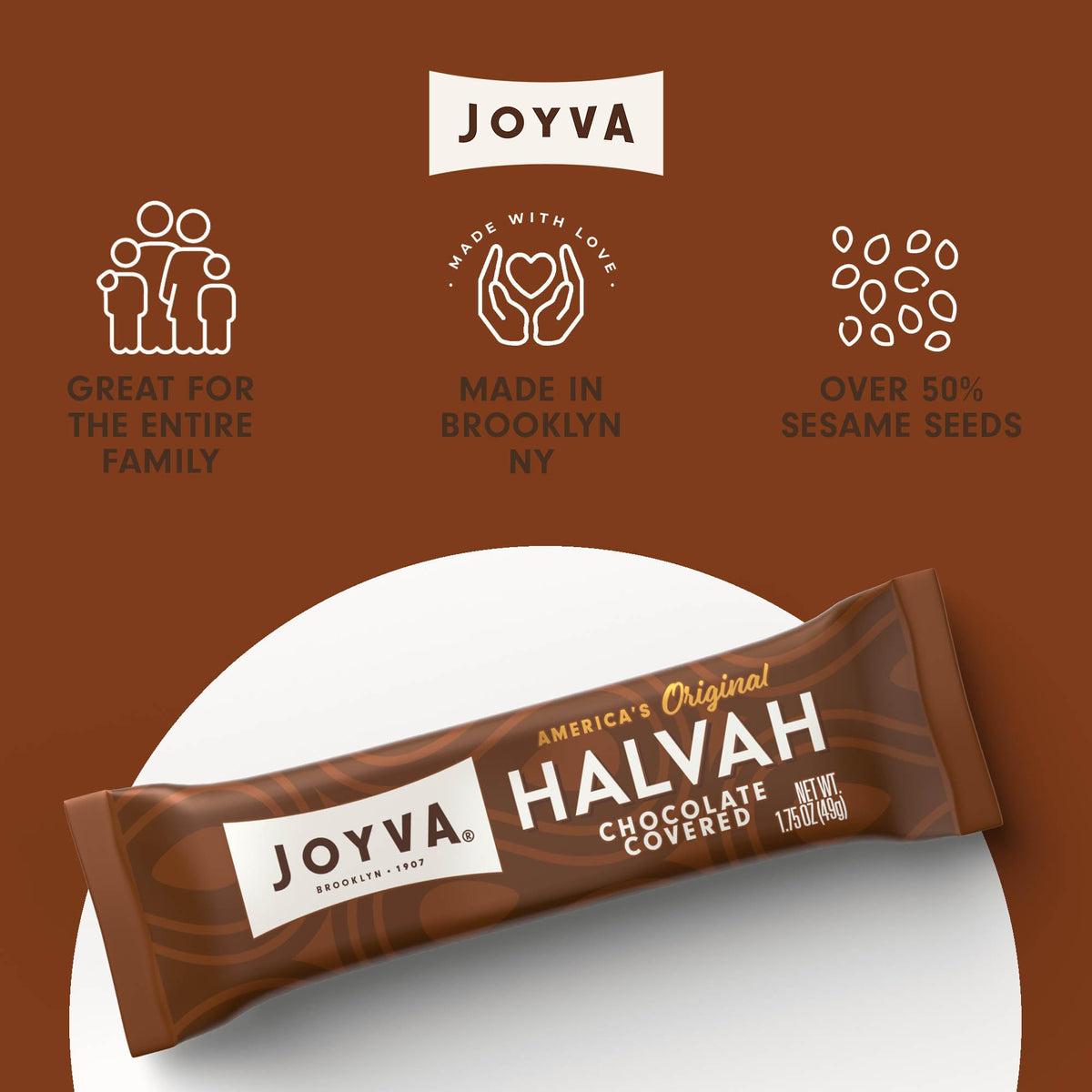 Joyva Halvah kosher parve symbol emphasizes certified dairy-free status.