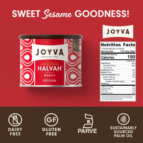 Joyva Halvah Marble chocolate ribbon close-up, a nutty-sweet treat.