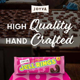 Joyva Original Jell Rings individually wrapped packs, dairy-free and gluten-free snack.