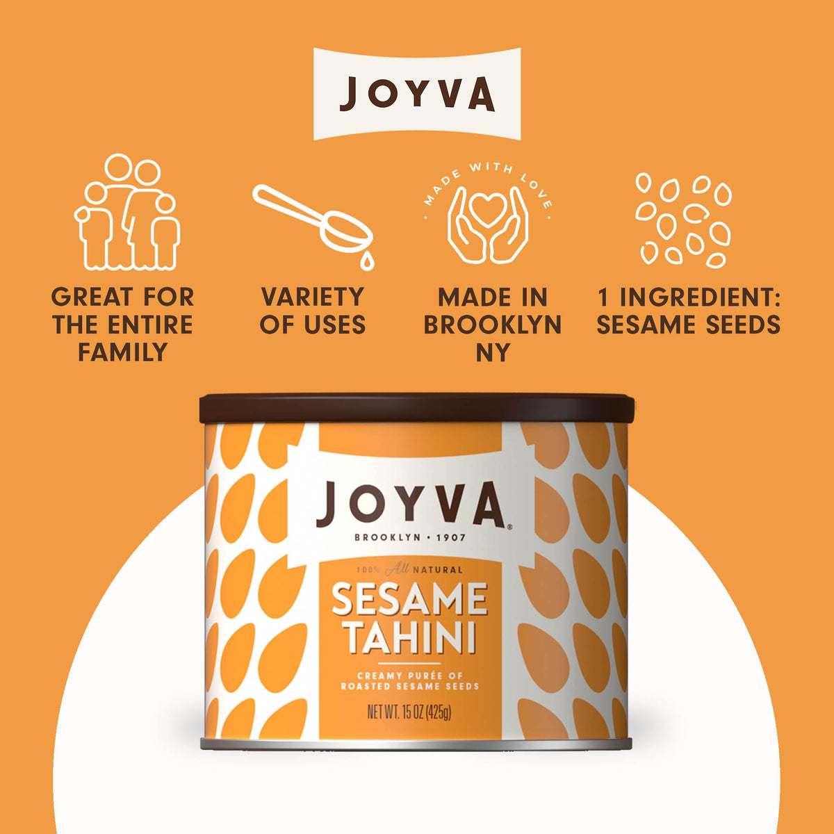Joyva Tahini Paste ready-to-use texture for drizzling over salads and dishes