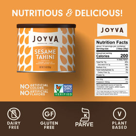 Joyva Tahini Paste roasted sesame seeds provide deep nutty flavor